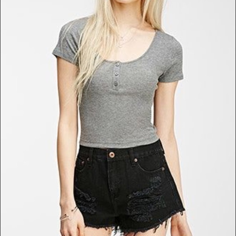 Gray Crop Top